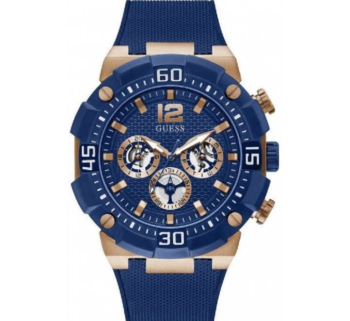 RELOJ GUESS SILICONA AZUL Y NEGRA CAJA BICOLOR GW0264G4