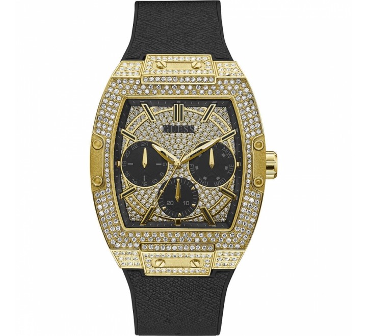 RELOJ GUESS GW0048G2 CORREA SILICONA NEGRA Y CAJA DORADA