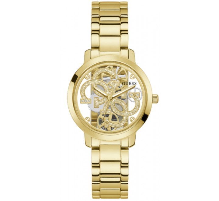 RELOJ GUESS ACERO DORADO ESFERA TRANSPARENTE GW0300L2