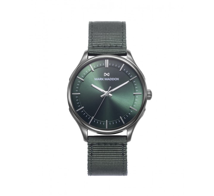 RELOJ MARK MADDOX CAJA ACERO GRIS CORREA VERDE HC1008-67