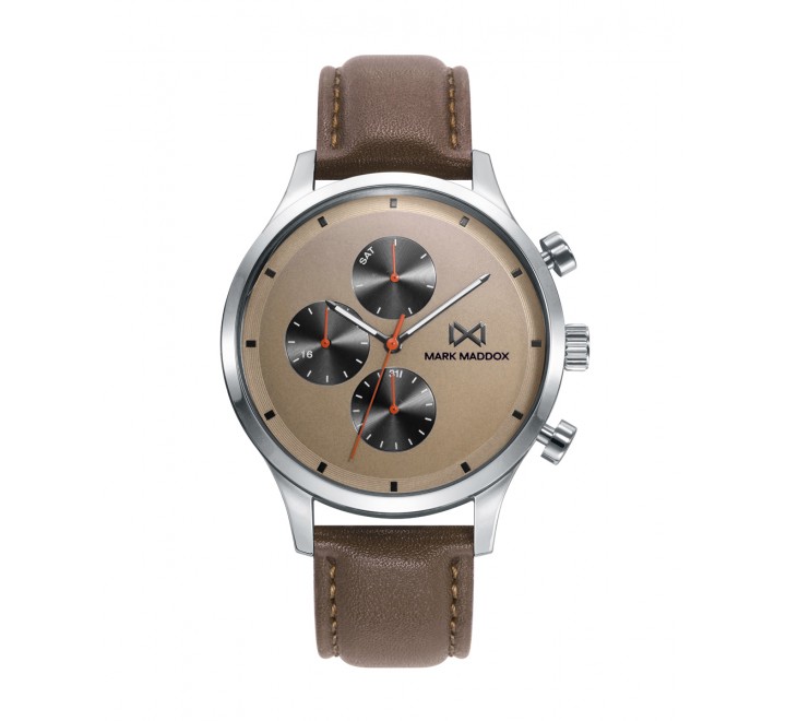 RELOJ MARK MADDOX CAJA ACERO CORREA MARRON HC7138-46
