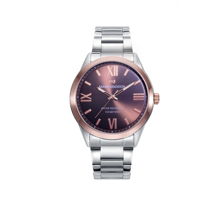 RELOJ MARK MADDOX CAJA Y ARMIS ACERO BISEL ROSADO HM1007-43