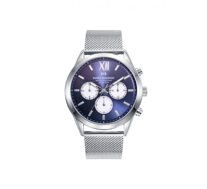 RELOJ MARK MADDOX CAJA Y ARMIS ACERO ESFERA AZUL HM1010-33