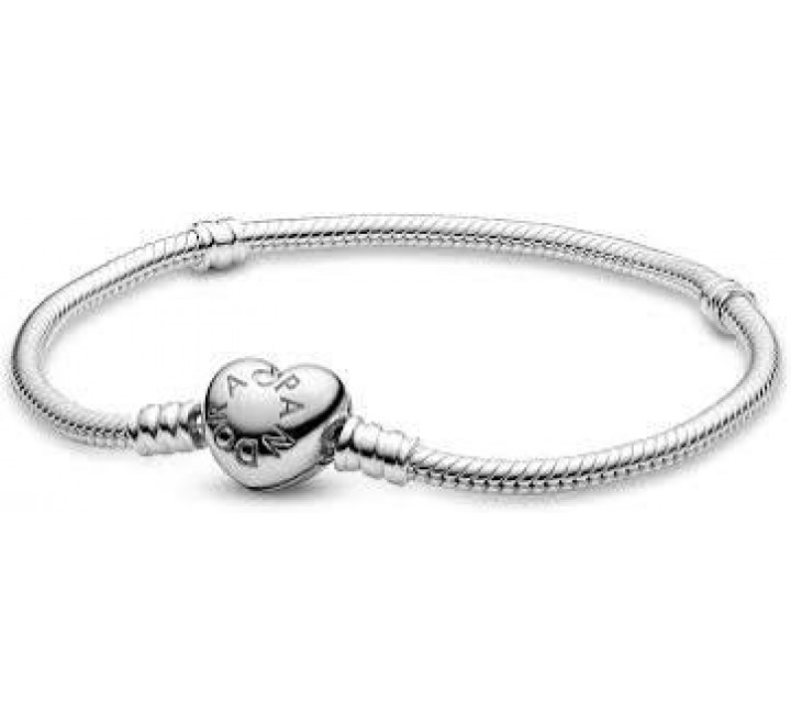 PULSERA PANDORA PLATA BROCHE CORAZON LISO 594594C00-21