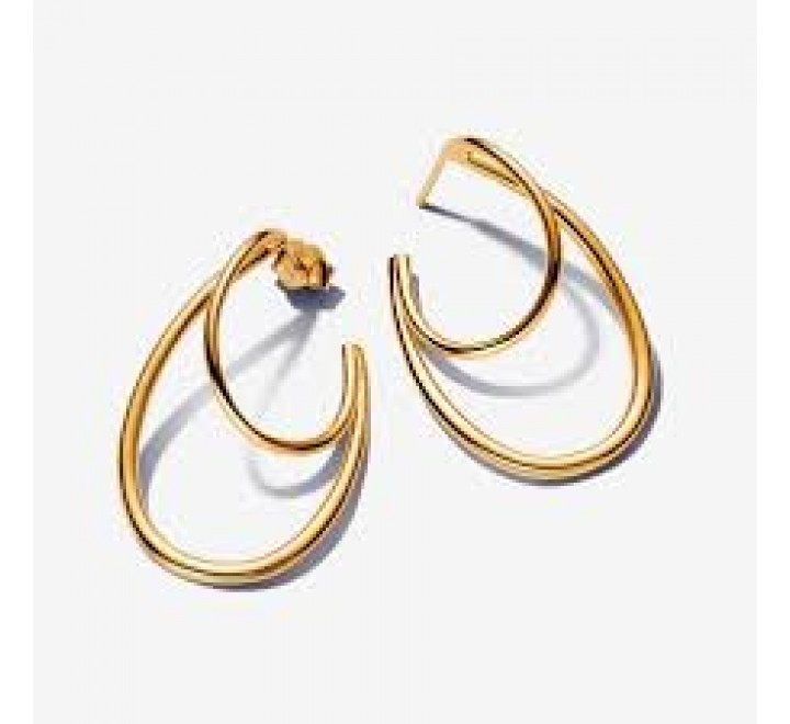 PENDIENTES PANDORA PLATA DORADA ARO DOBLE 263870C00