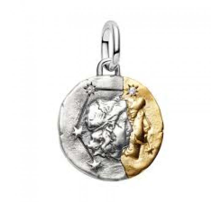 CHARM PANDORA PLATA BICOLOR ZODIACO GEMINIS 764989C01