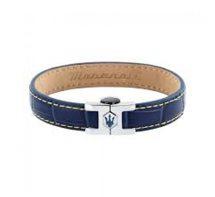 PULSERA MASERATI CUERO AZUL BROCHE ACERO JM2269LA02