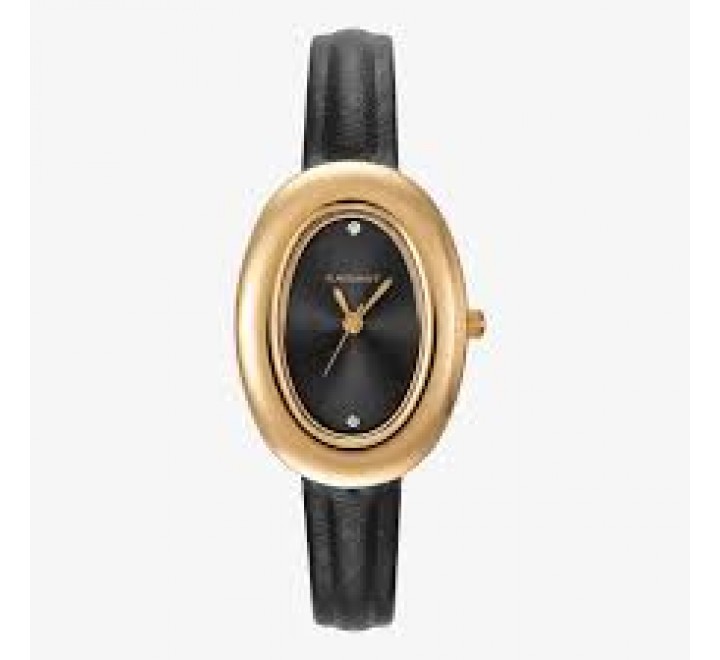 RELOJ RADIANT CAJA OVALADA DORADA CORREA NEGRA RA706202