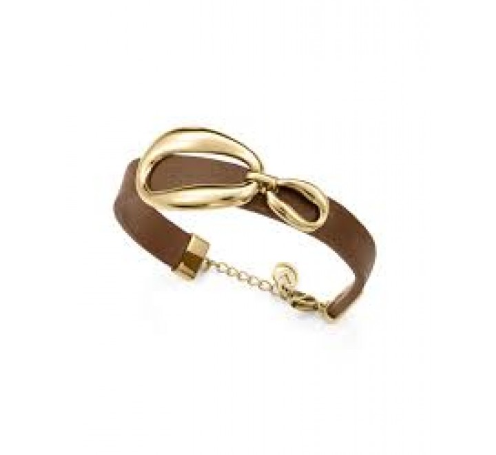 PULSERA VICEROY ACERO DORADO Y PIEL MARRON 15205P01011