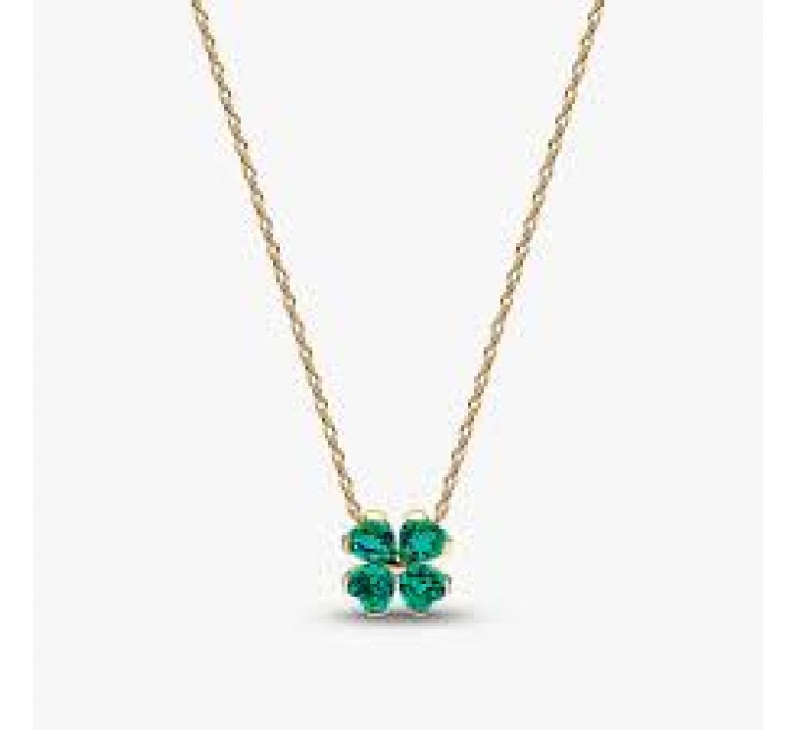 GARGANTILLA PANDORA PLATA DORADA TREBOL VERDE 364502C01-45