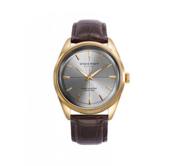 RELOJ VICEROY CAJA ACERO DORADO CORREA PIEL MARRON 401375-17