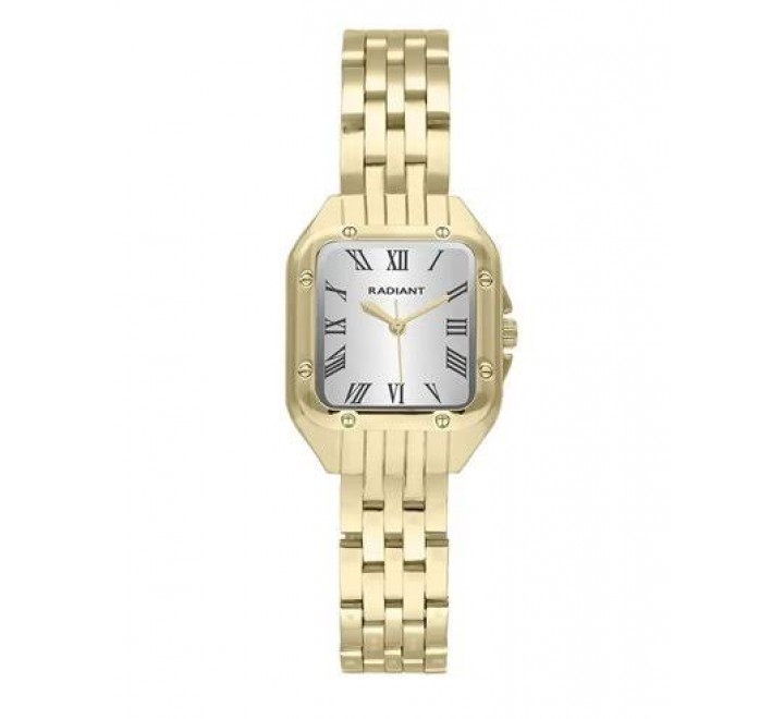 RELOJ RADIANT CAJA Y ARMIS DORADO CUADRADO RA686202
