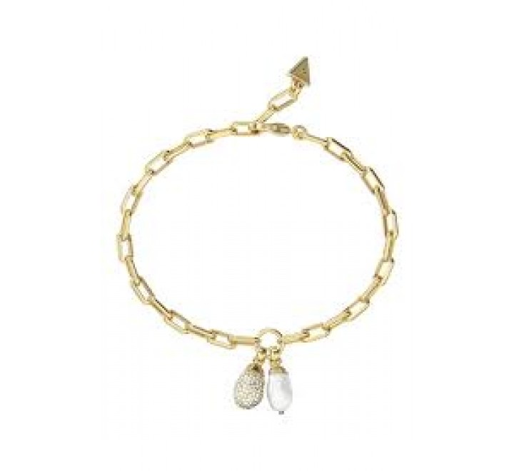 PULSERA GUESS ACERO DORADO PERLA CIRCONITAS JUBB06478JWYGS