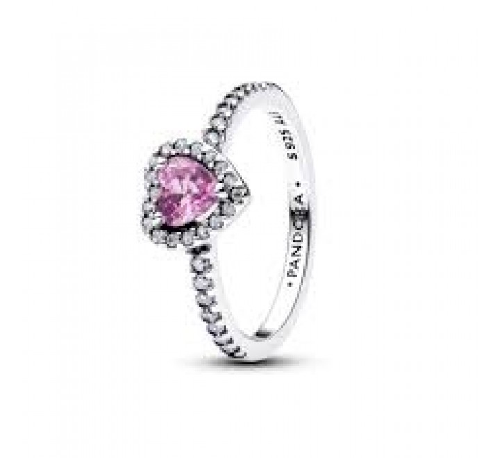 ANILLO PANDORA PLATA CORAZON ELEVADO LILA Nº10 198421C12-50