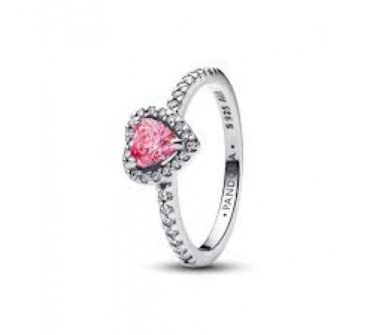 ANILLO PANDORA PLATA CORAZON ROSA Nº10 198421C03-50