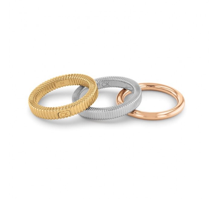 CONJUNTO3ANILLOS CALVINKLEIN AMARILLO ACERO Y ROSE 35000027