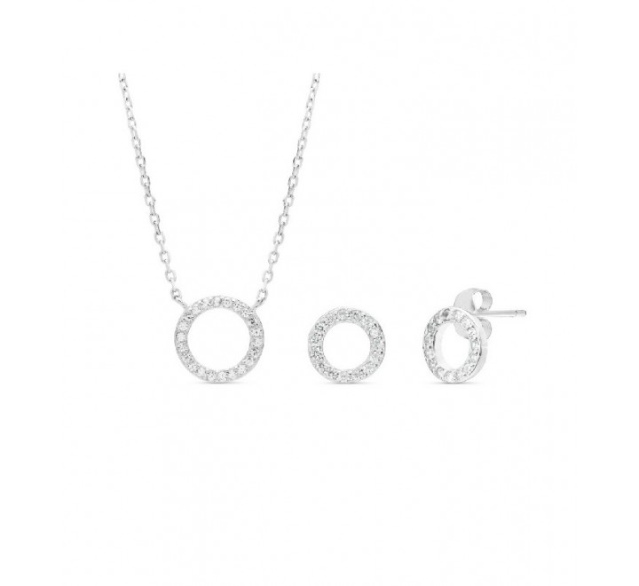 JUEGO PENDIENTES Y GARGANTILLA PLATA KARMA CIRCONITAS JU3010