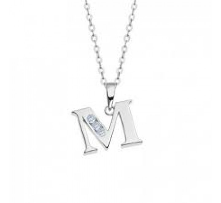 GARGANTILLA LOTUS PLATA LETRA M CIRCONITAS LP3054-1/M