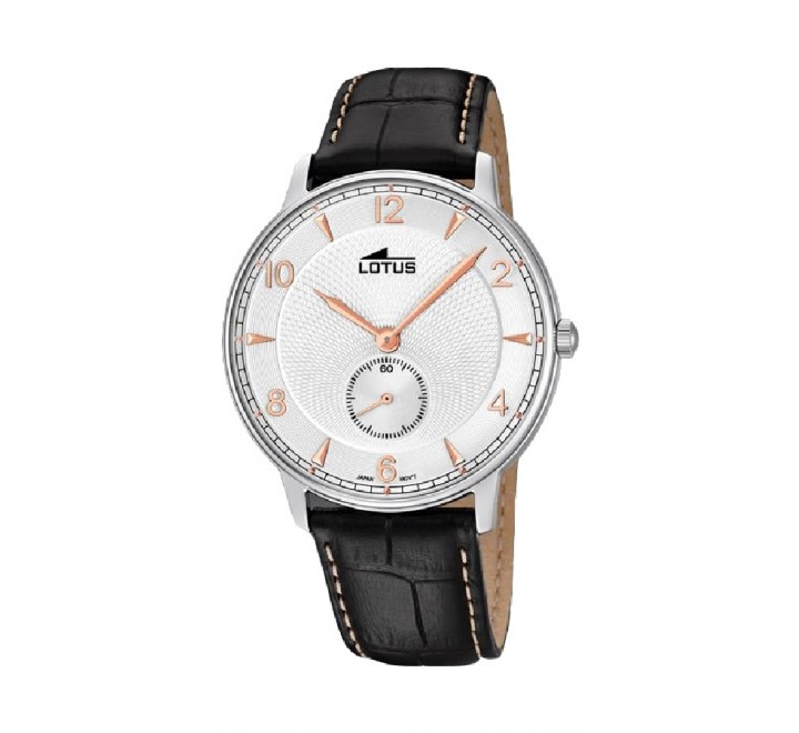 RELOJ LOTUS CORREA NEGRA CAJA ACERO ESFERA PLATEADA 10134/D