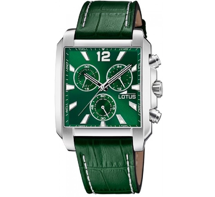 RELOJ LOTUS CRONO ACERO CUADRADO CORREA PIEL VERDE 18851/3