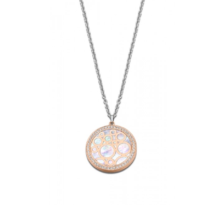 COLLAR LOTUS ACERO BICOLOR NACAR CIRCONITAS LS2179/1/3