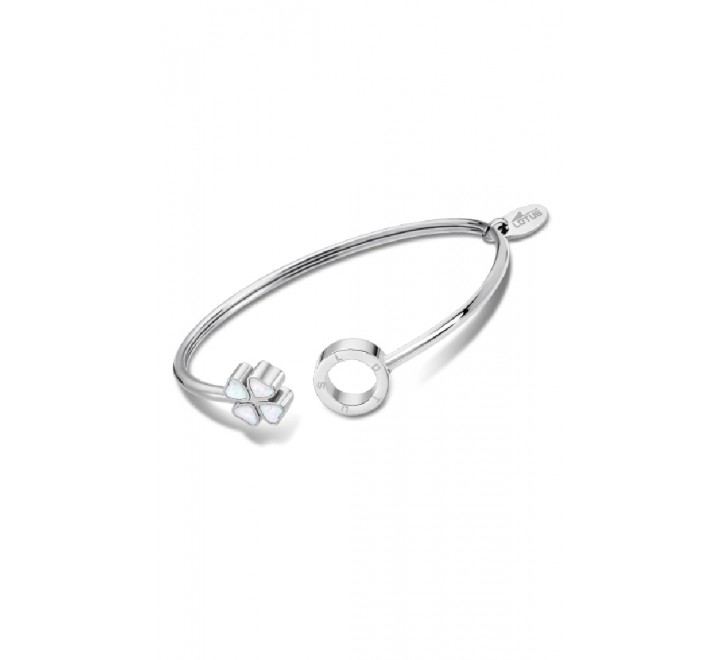 PULSERA LOTUS ACERO RIDGIDA TREBOL Y NACAR LS2183/2/1