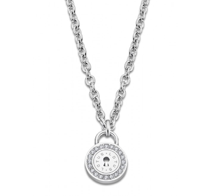 COLLAR LOTUS ACERO CANDADO CIRCONITAS LS2189/1/1