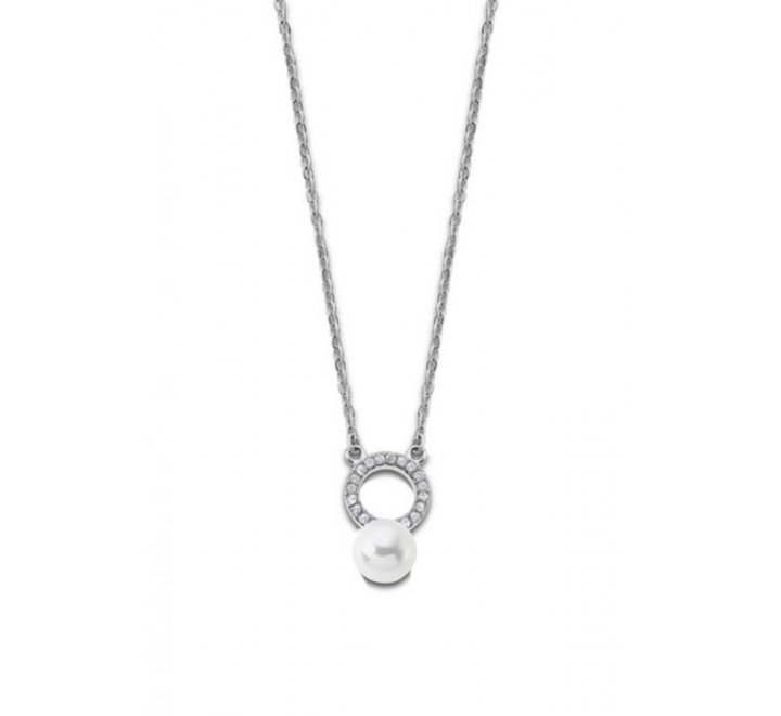 COLLAR LOTUS ACERO CIRCONITAS Y PERLA LS1962/1/1