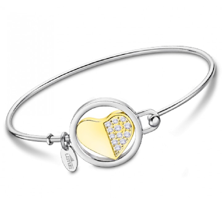 PULSERA LOTUS LS2014/2/A ACERO RIGIDA CORAZON CHAPADO DORADO