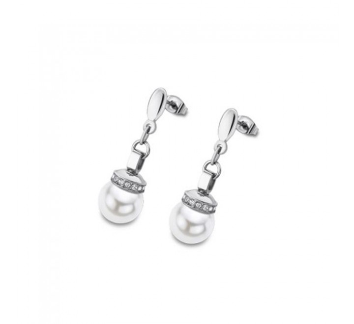 PENDIENTES LOTUS ACERO PERLAS Y CIRCONITAS LS2021/4/1