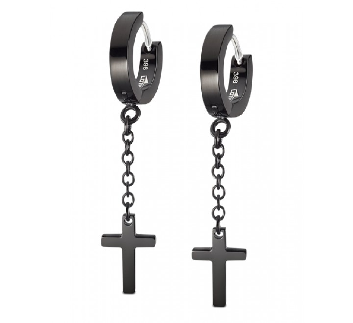 PENDIENTES LOTUS ACERO NEGRO AROS CRUZ  LS2173/4/2
