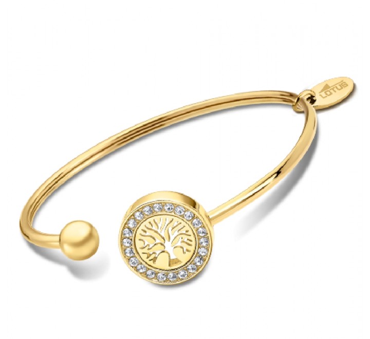 PULSERA LOTUS ACERO DORADO RIGIDA ARBOL VIDA LS2181/2/2