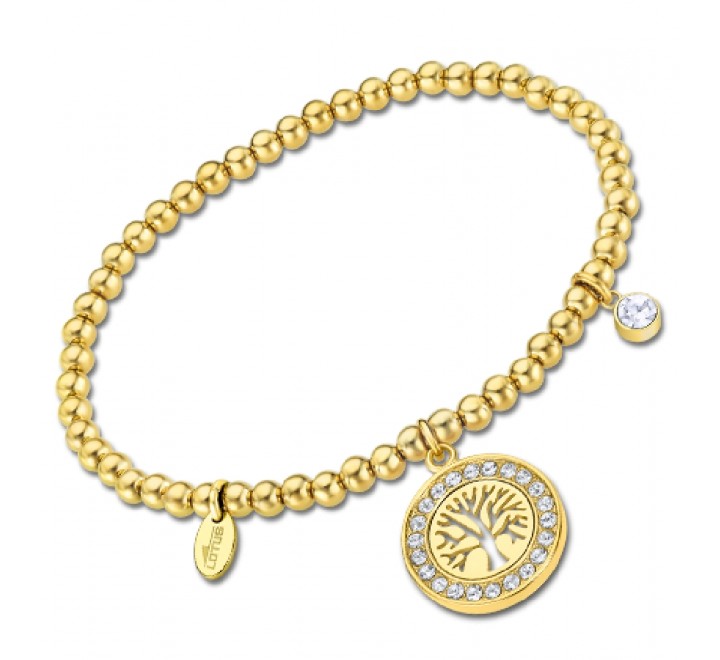 PULSERA LOTUS ACERO DORADO BOLITAS ARBOL VIDA LS2181/2/5