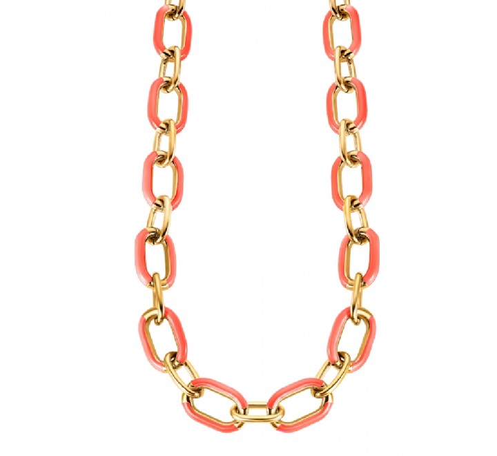 COLLAR LOTUS ACERO DORADO ESLABONES CORAL LS2330/1/4