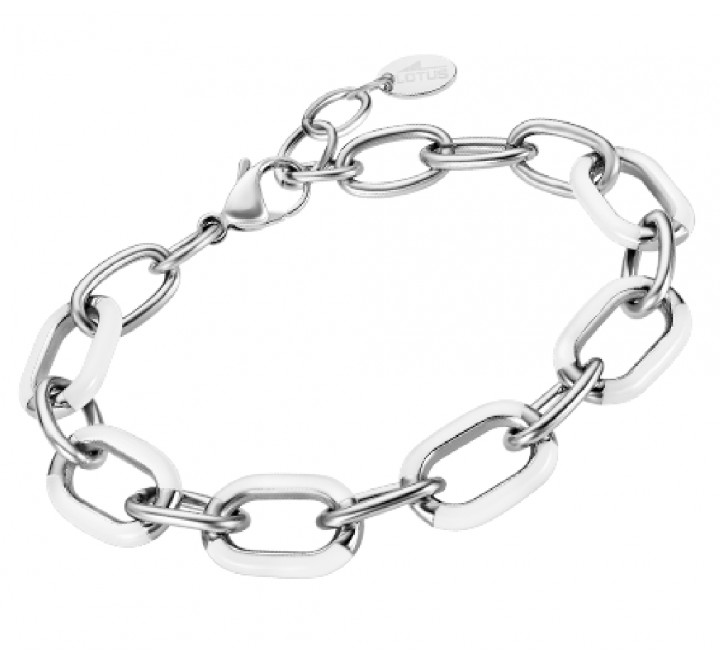 PULSERA LOTUS ACERO CON ESLABON BLANCO LS2330/2/3