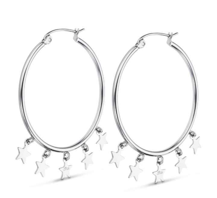 PENDIENTES LOTUS ACERO AROS CON ESTRELLAS LS2178/4/2