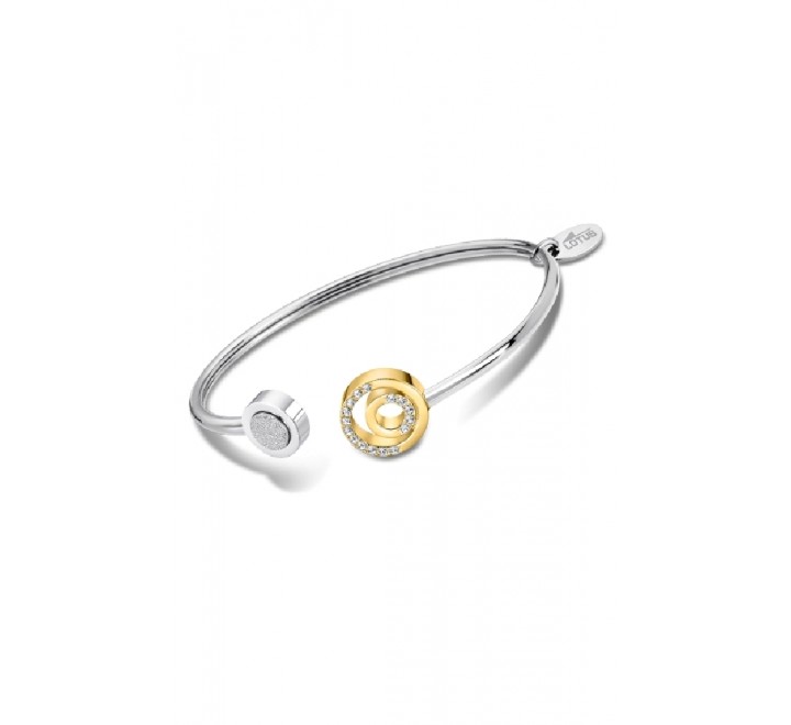 PULSERA LOTUS ACERO BICOLOR RIGIDA CIRCONITAS LS2180/2/5