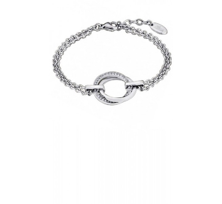 PULSERA LOTUS ACERO DOS AROS Y CIRCONITAS LS1780/2/1