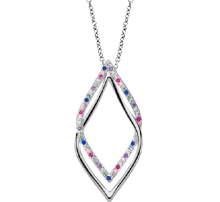 GARGANTILLA LOTUS PLATA CIRCONITAS COLORES LP1791-1/2