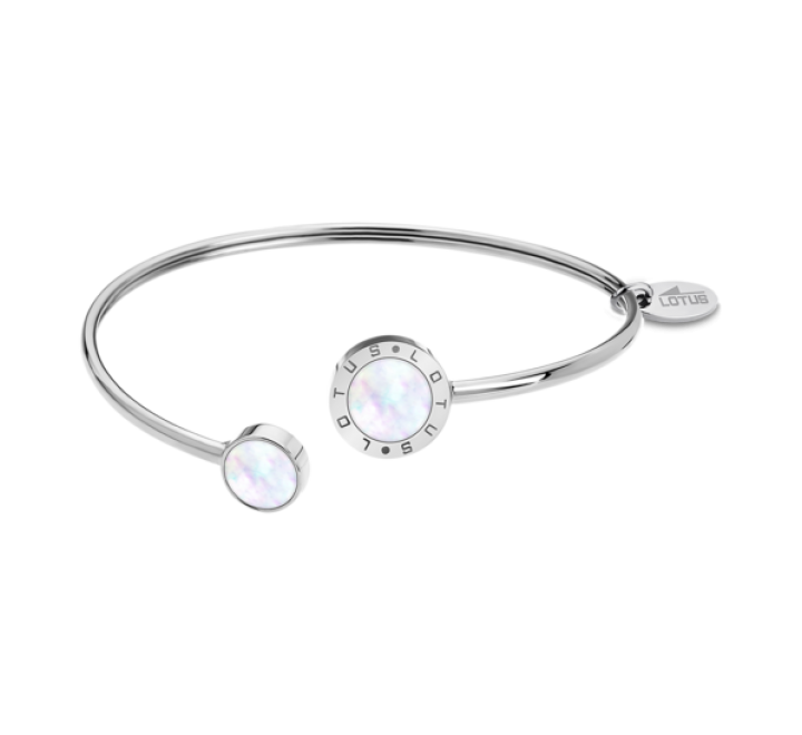 PULSERA LOTUS EN ACERO RIGIDA CON NACAR LS1837 2 1