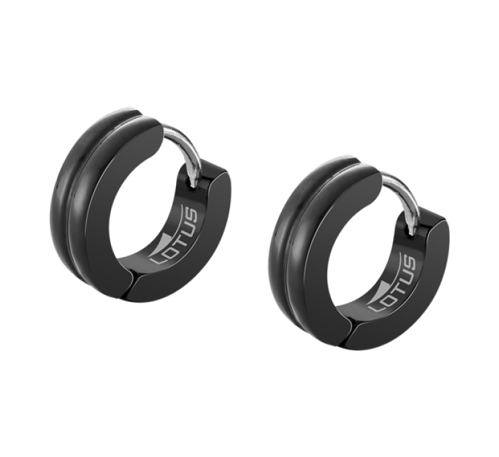 PENDIENTES LOTUS ACERO NEGRO AROS LS2156/4/2