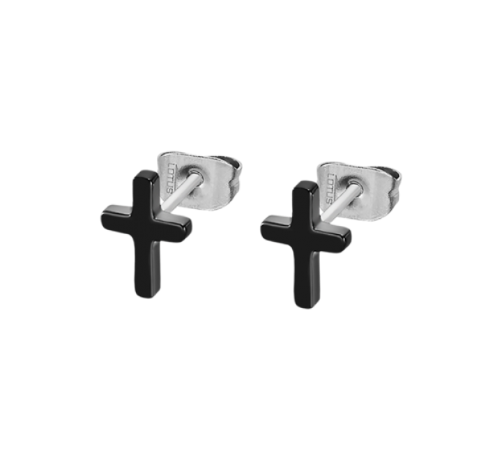 PENDIENTES LOTUS ACERO NEGRO CRUZ LS2227/4/1