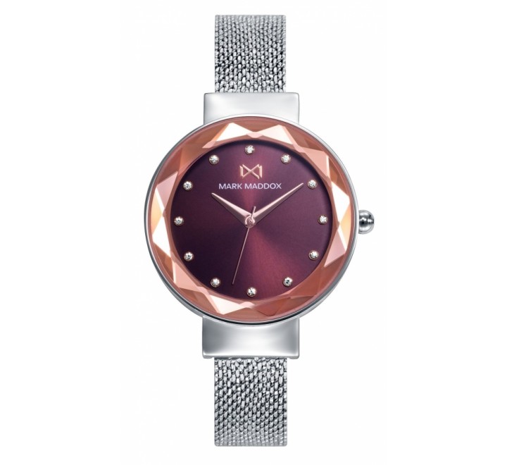 RELOJ MARK MADDOX MALLA ACERO ESFERA COLOR VINO MM7158-77