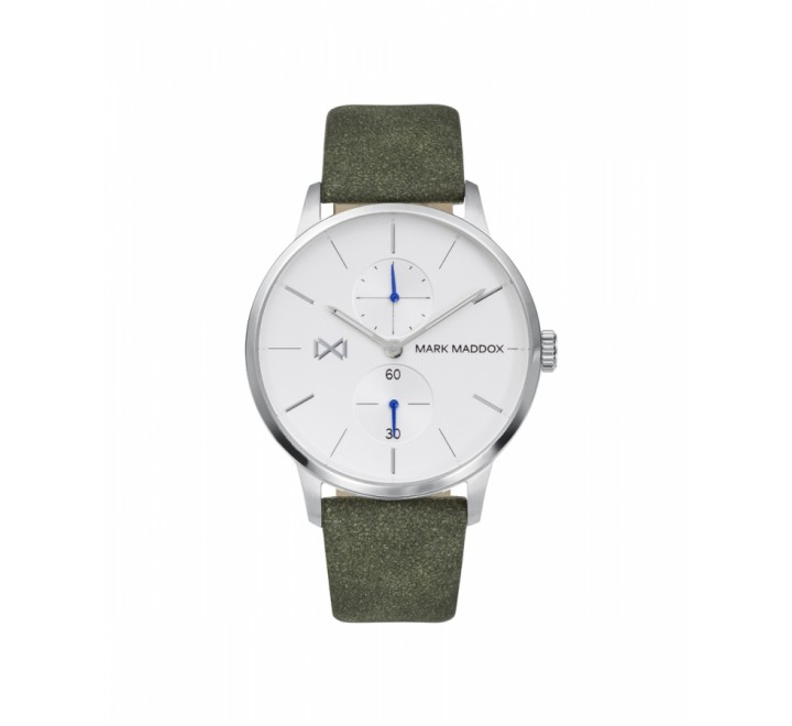 RELOJ MARK MADDOX CORREA PIEL VERDE ESFERA BLANCA HC2009-07