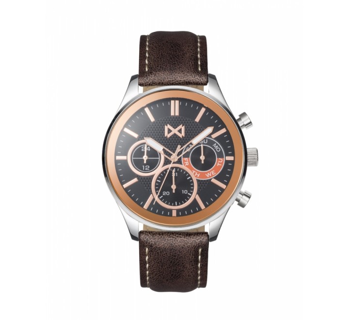 RELOJ MARK MADDOX CORREA PIEL MARRON CAJA ACERO HC7133-57