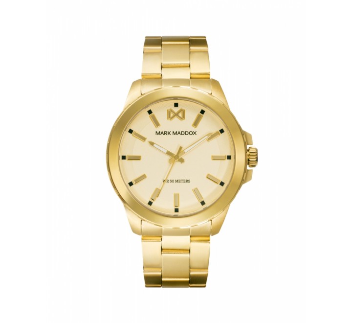 RELOJ MARK MADDOX ARMIS ACERO DORADO ESFERA DORADA HM0111-97