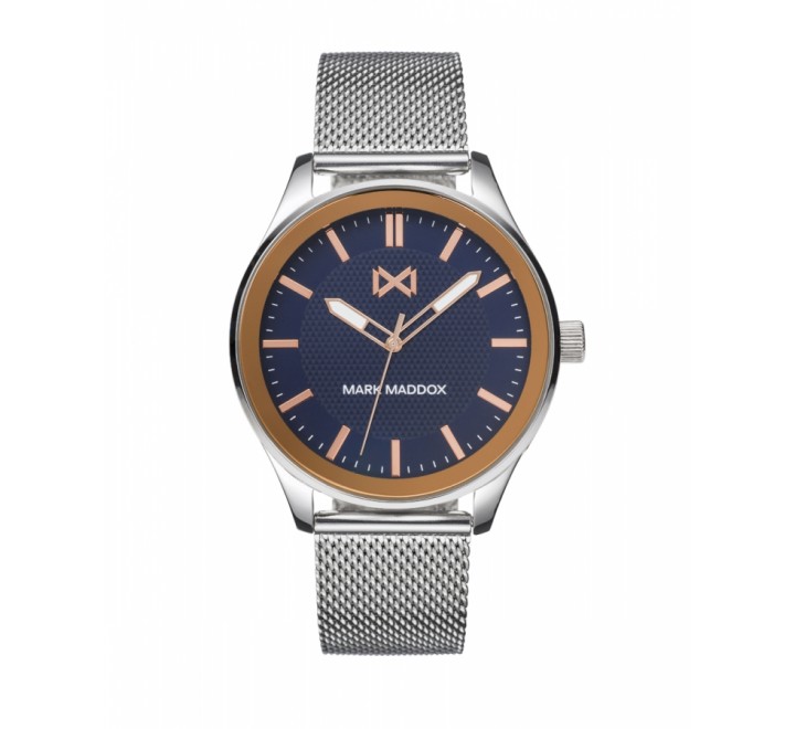 RELOJ MARK MADDOX MALLA ACERO ESFERA AZUL Y ROSADA HM7139-37
