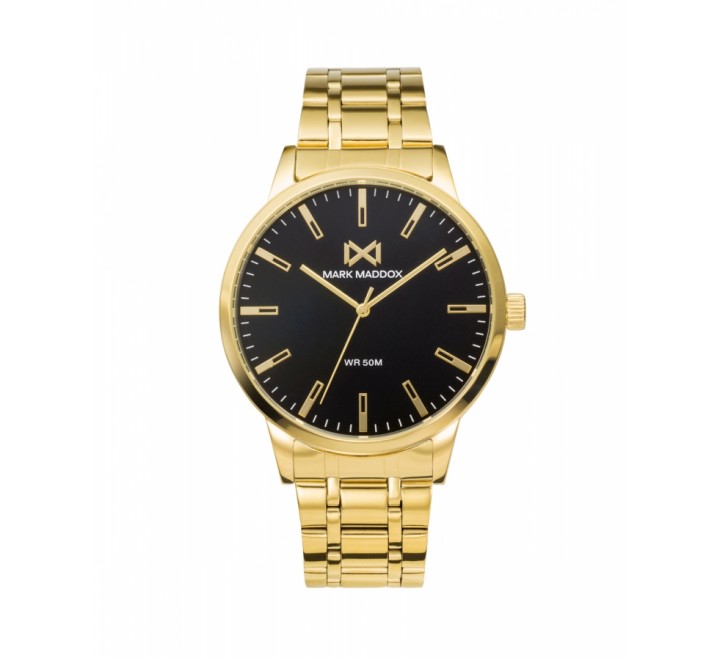 RELOJ MARK MADDOX ACERO DORADO ESFERA NEGRA HM7140-57