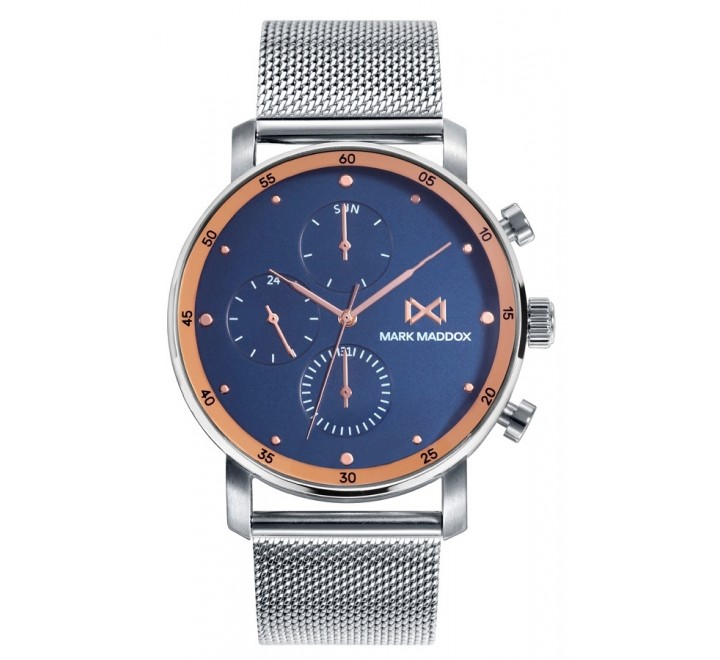 RELOJ MARK MADDOX MALLA ACERO ESFERA AZUL Y ROSADA HM7151-37