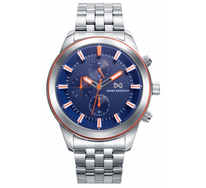 RELOJ MARK MADDOX ACERO ESFERA AZUL Y NARANJA HM7153-37
